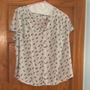 White Women's Top with Leaf Print